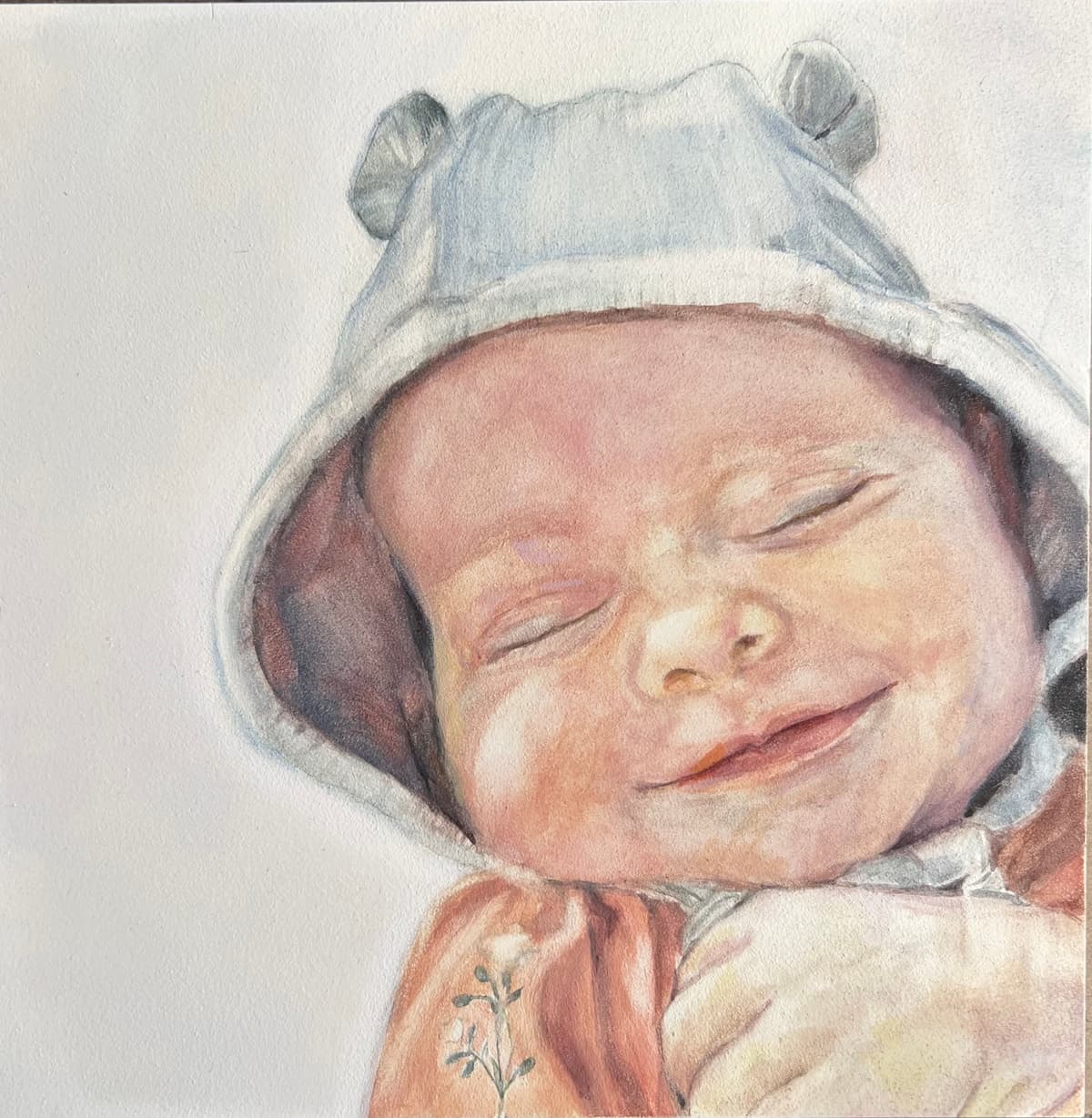 A oil painting of a happy baby