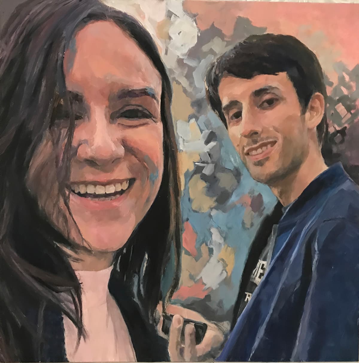 A oil painting of a man and woman